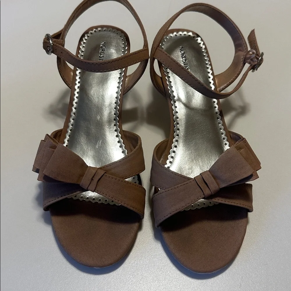 Nordstrom Nude Sandals with Bow Accent